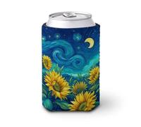 Manicotto refrigerante per lattine di birra, campo di girasole sotto un vorticoso cielo notturno può coprire la birra refrigerante morbido isolato porta bevande per feste in spiaggia eventi casa