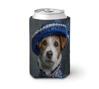 Manicotto refrigerante per lattine di birra, cane che indossa un cappello blu può coprire la birra refrigerante morbido isolato porta bevande per feste in spiaggia eventi casa