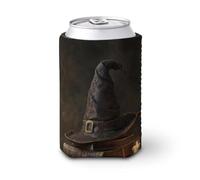 Manicotto refrigerante per lattine di birra, cappello da strega sulla parte superiore dei libri, può coprire il refrigeratore della birra, morbido supporto isolato per bevande per feste, spiaggia