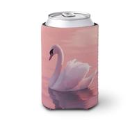 Manicotto refrigerante per lattine di birra, con cigno bianco che scorre sull'acqua calma, per raffreddare la birra, morbido, isolato, per feste, spiaggia, eventi a casa