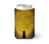 Manicotto refrigerante per lattine di birra, con luna piena di notte, strega che cammina su strada vecchia può coprire la birra refrigerante morbido isolato porta bevande per feste in spiaggia eventi