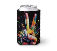 Manicotto refrigerante per lattine di birra, con scritta "Hand the Peace Sign" e graffiti, per raffreddare la birra, morbido, isolato, per feste, spiaggia, eventi a casa