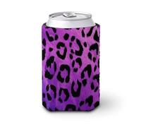 Manicotto refrigerante per lattine di birra, con stampa leopardata viola e viola, morbida e isolata, per feste, spiaggia, eventi, casa