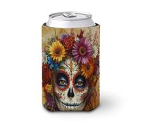 Manicotto refrigerante per lattine di birra, con teschio gotico e scritta "Day of the Dead Woman", per feste, spiaggia, eventi, casa