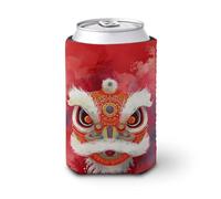 Manicotto refrigerante per lattine di birra, con testa di leone che si può coprire e raffreddare la birra, morbido e isolato, per feste, spiaggia, eventi