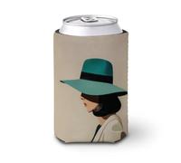 Manicotto refrigerante per lattine di birra, design astratto, da donna, colore verde acqua, cappello può coprire la birra, morbido supporto isolato per bevande per feste, spiaggia, eventi a