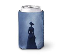 Manicotto refrigerante per lattine di birra, donna misteriosa che cammina attraverso l'inverno nebbioso può coprire la birra refrigerante morbido isolato porta bevande per feste in spiaggia eventi