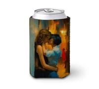 Manicotto refrigerante per lattine di birra, due amanti che abbracciano il vicolo oscuro possono coprire lattine di birra, morbido supporto isolato per bevande per feste, spiaggia, eventi a casa