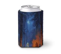 Manicotto refrigerante per lattine di birra, due fantasmi in piedi intorno a un falò può coprire una lattina di birra, morbido supporto isolato per bevande per feste, spiaggia, eventi a casa