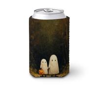 Manicotto refrigerante per lattine di birra, due simpatici fantasmi che camminano nel sentiero nella foresta, per raffreddare la birra, morbido supporto per bevande isolate per feste, spiaggia, eventi