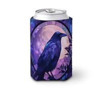 Manicotto refrigerante per lattine di birra, finestra in vetro colorato, corvo nero su ramo può coprire lattine di birra refrigerante morbido isolato porta bevande per feste in spiaggia eventi casa