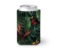 Manicotto refrigerante per lattine di birra, foreste pluviali tropicali, palme, foglie di Monstera, può coprire la birra, morbido supporto isolante per bevande per feste, spiaggia, eventi a casa