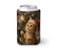 Manicotto refrigerante per lattine di birra, gatto arancione che tiene una bacchetta magica per coprire la birra, morbido supporto isolato per bevande per feste, spiaggia, eventi a casa