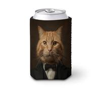 Manicotto refrigerante per lattine di birra, gatto arancione come un gentiluomo può coprire la birra refrigerante morbido isolato porta bevande per feste in spiaggia eventi casa