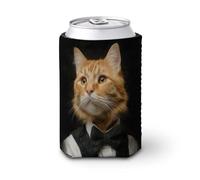 Manicotto refrigerante per lattine di birra, gatto arancione vestito come un gentiluomo può coprire la birra fresco morbido isolato porta bevande per feste spiaggia eventi casa