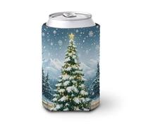 Manicotto refrigerante per lattine di birra, grande albero di Natale, foresta sempreverde, copertura morbida isolata per bevande, per feste, spiaggia, eventi a casa