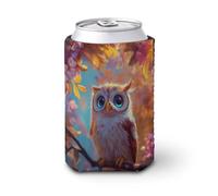 Manicotto refrigerante per lattine di birra, gufo su un ramo in stile cartone animato può coprire la birra refrigerante morbido isolato porta bevande per feste in spiaggia eventi casa