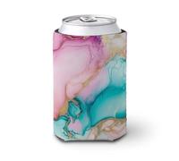 Manicotto refrigerante per lattine di birra, in lamina d'oro rosa e turchese marmo, per feste, spiaggia, eventi a casa