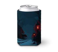 Manicotto refrigerante per lattine di birra, lanterne gotiche lungo il sentiero innevato può coprire la birra refrigerante morbido isolato porta bevande per feste in spiaggia eventi casa