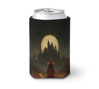 Manicotto refrigerante per lattine di birra, mantello rosso che cammina su sentiero oscuro può coprire la birra fresca morbida isolata porta bevande per feste in spiaggia eventi casa