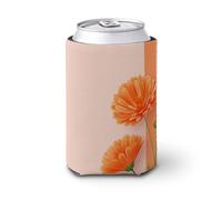 Manicotto refrigerante per lattine di birra, minimalista, fiori di calendula su arancione, copertura per lattine di birra, morbido supporto isolante per bevande, per feste, spiaggia, eventi a casa