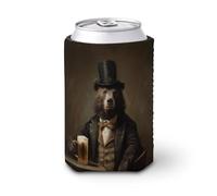 Manicotto refrigerante per lattine di birra, orso nel cappello a cilindro Cravat at Dark Wood Bar può coprire la birra refrigerante morbido isolato porta bevande per feste in spiaggia eventi casa