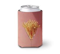 Manicotto refrigerante per lattine di birra, patatine fritte in un bicchiere rosa può coprire la birra refrigerante morbido isolato porta bevande per feste in spiaggia eventi casa