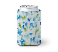 Manicotto refrigerante per lattine di birra, petali di ortensia sparse e piccole foglie possono coprire la birra refrigerante morbida e isolata, supporto per bevande per feste, spiaggia, eventi a casa