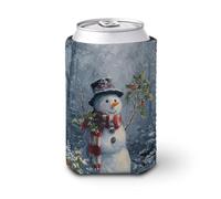 Manicotto refrigerante per lattine di birra, pupazzo di neve che tiene un ramo di agrifoglio, può coprire la birra refrigerante morbido isolato porta bevande per feste in spiaggia evento casa