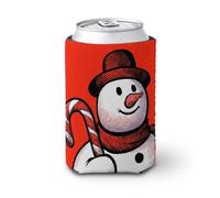 Manicotto refrigerante per lattine di birra, pupazzo di neve con bastoncino di zucchero su rosso, per raffreddare la birra, morbido supporto isolato per bevande per feste, spiaggia, eventi a casa