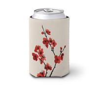 Manicotto refrigerante per lattine di birra, ramo di fiori rossi minimalisti, per raffreddare la birra, morbido supporto isolato per bevande per feste, spiaggia, eventi a casa
