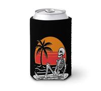 Manicotto refrigerante per lattine di birra, scheletro che si rilassa sulla spiaggia può coprire la birra refrigerante morbido isolato porta bevande per feste in spiaggia eventi casa