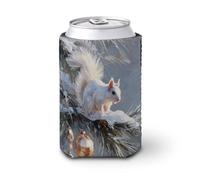 Manicotto refrigerante per lattine di birra, scoiattolo bianco su ramo di pino può coprire la birra refrigerante morbido isolato porta bevande per feste in spiaggia eventi casa
