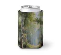 Manicotto refrigerante per lattine di birra, sentiero terribile e tranquillo bosco di betulle alte può coprire la birra, morbido supporto isolante per bevande per feste, spiaggia, eventi a casa