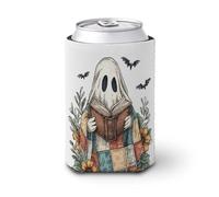 Manicotto refrigerante per lattine di birra, simpatico fantasma che legge fiori selvatici può coprire la birra refrigerante morbido isolato porta bevande per feste in spiaggia eventi casa