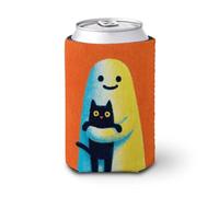 Manicotto refrigerante per lattine di birra, simpatico fantasma che tiene in braccio un gatto nero può coprire la birra refrigerante morbido isolato porta bevande per feste in spiaggia eventi casa