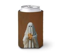 Manicotto refrigerante per lattine di birra, simpatico fantasma che tiene un biscotto vintage può coprire la birra refrigerante morbido isolato porta bevande per feste in spiaggia eventi casa