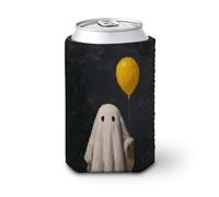 Manicotto refrigerante per lattine di birra, simpatico fantasma che tiene un palloncino giallo può coprire una lattina di birra refrigerante morbido isolato porta bevande per feste in spiaggia eventi