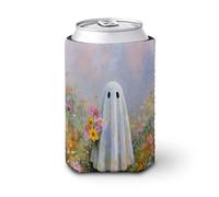 Manicotto refrigerante per lattine di birra, simpatico fantasma nel campo di fiori di campo può coprire la birra refrigerante morbido isolato porta bevande per feste in spiaggia eventi casa