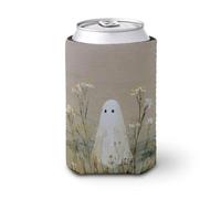 Manicotto refrigerante per lattine di birra, simpatico fantasma nel campo di fiori di campo può coprire la birra refrigerante morbido isolato porta bevande per feste in spiaggia eventi casa