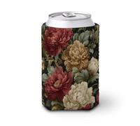Manicotto refrigerante per lattine di birra, stile vintage botanico, con grandi fiori che sbocciano, può coprire la birra, morbido e isolato, supporto per bevande per feste, spiaggia, eventi a casa