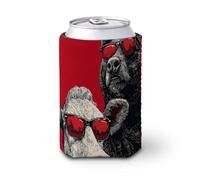 Manicotto refrigerante per lattine di birra, toro e orso che indossano occhiali da sole rossi, può coprire il refrigeratore della birra, morbido supporto isolato per bevande per feste, spiaggia