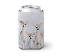 Manicotto refrigerante per lattine di birra, tre simpatici cervi nella neve possono coprire la birra, morbido supporto isolato per bevande per feste, spiaggia, eventi a casa