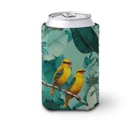 Manicotto refrigerante per lattine di birra, uccello giallo tropicale su un ramo può coprire la birra refrigerante morbido isolato porta bevande per feste in spiaggia eventi casa