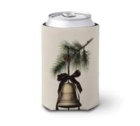Manicotto refrigerante per lattine di birra, vecchia campana natalizia con nastro marrone scuro può coprire la birra refrigerante morbido porta bevande isolato per feste in spiaggia eventi casa
