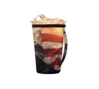Manicotto riutilizzabile per caffè freddo con manico, 4 luglio, bandiera americana gatto, in neoprene, isolante, portabicchieri per bevande fredde da 473,6 g a 510,3 g