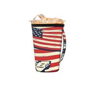 Manicotto riutilizzabile per caffè freddo con manico, 4 luglio, bandiera americana, in neoprene, isolante, portabicchieri per bevande fredde da 473 a 510 ml