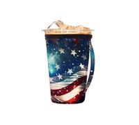 Manicotto riutilizzabile per caffè freddo con manico, bandiera USA 4 luglio, in neoprene dipinto, isolante, portabicchieri per bevande fredde da 473 a 510 ml