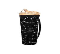 Manicotto riutilizzabile per caffè freddo con manico, costellazioni zodiacali in neoprene con motivo costellazioni costellazioni isolanti portabicchieri per bevande fredde da 453,6 g a 510,3 g