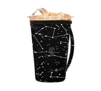 Manicotto riutilizzabile per caffè freddo con manico, costellazioni zodiacali in neoprene con motivo costellazioni costellazioni isolanti portabicchieri per bevande fredde 680,4 - 793,8 g
